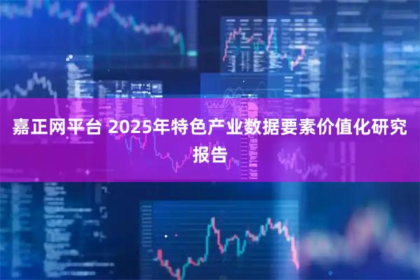 嘉正网平台 2025年特色产业数据要素价值化研究报告