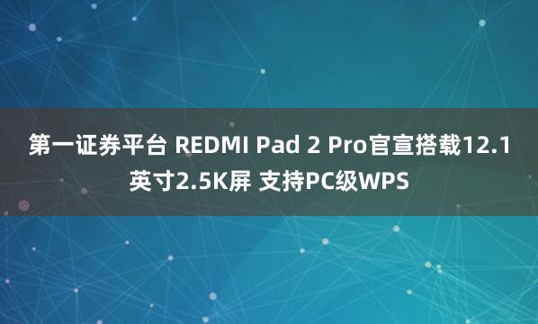 第一证券平台 REDMI Pad 2 Pro官宣搭载12.1英寸2.5K屏 支持PC级WPS